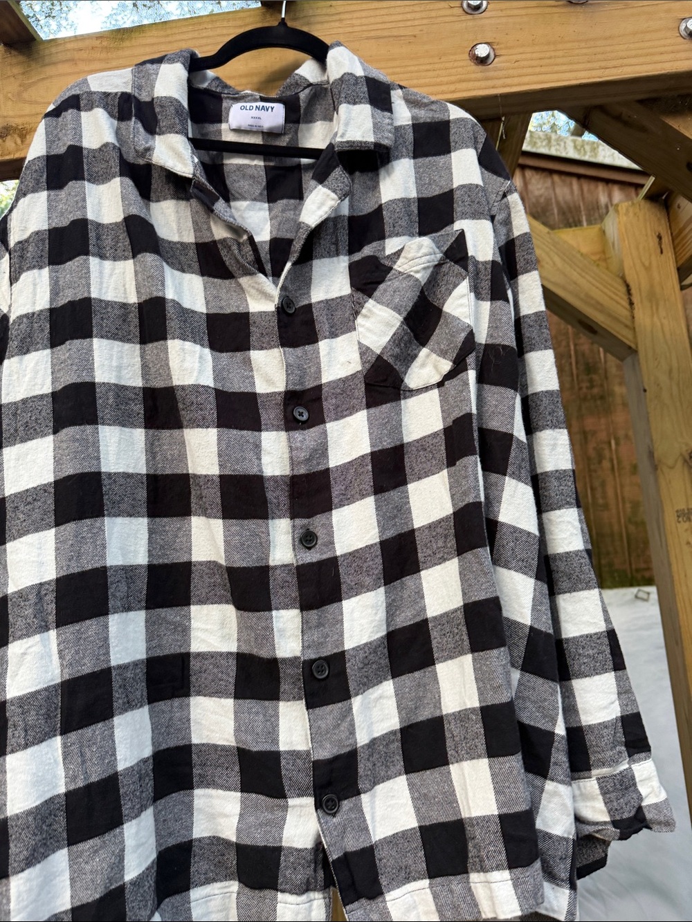 Old Navy Black and White Check Button-Down Shirt flannel 4x